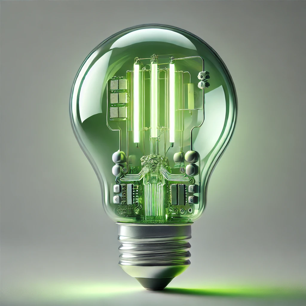 Stylized light bulb with an electronic circuit and several filaments, symbolizing innovation and the rethinking of recruitment.